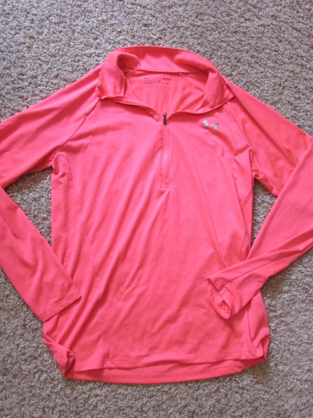 NWOT Under Armour Large Coral Loose Heatgear 1/2 Zip Poly Shirt L/S